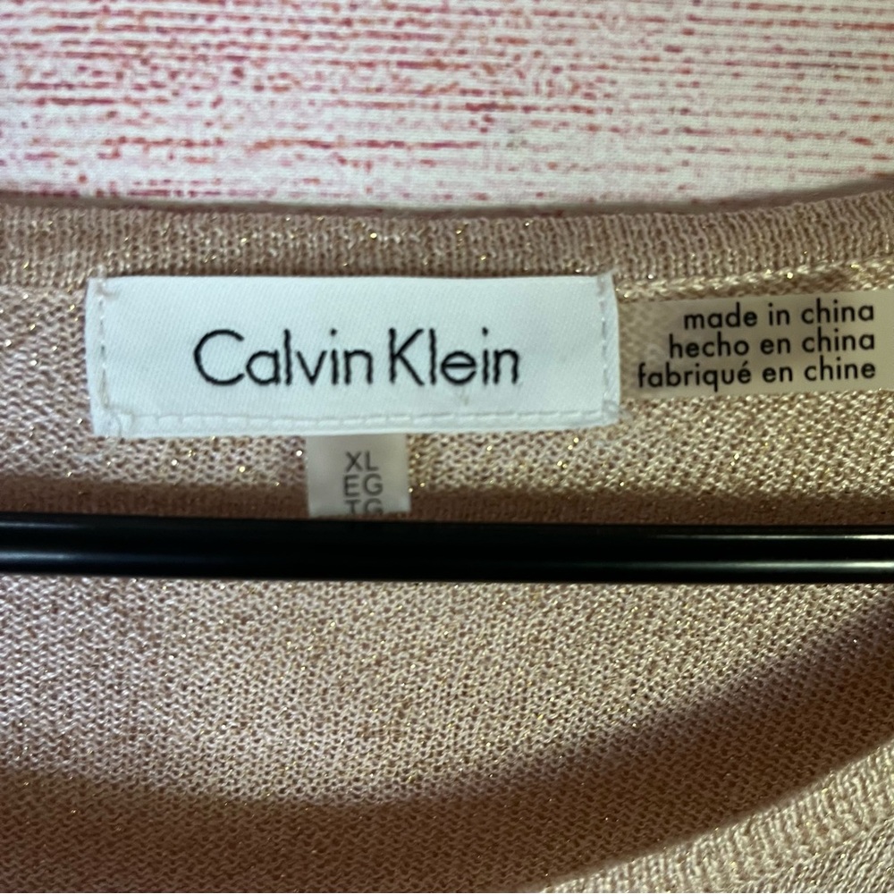 Calvin Klein Gold Specks Light Weight Acrylic Bell Sleeve Sweater‎ Size XL - Picture 2 of 6